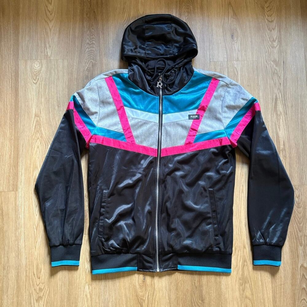 Reason Clothing full-zip hooded track jacket / windbreaker New Men’s Size Large
